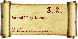 Borbély Kende névjegykártya